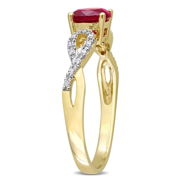 Gemstone Classics&#8482; 10kt. Gold Diamond & Lab Created Ruby Ring