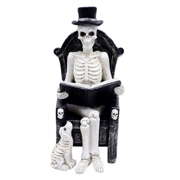Reading Skeleton Man with Skeleton Dog - image 