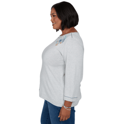 Plus Size Alfred Dunner Ann Arbor Floral Embroidered Sweater