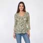 Petite Floral & Ivy 3/4 Sleeve Ruffle Neck Vine Pleater Blouse - image 1