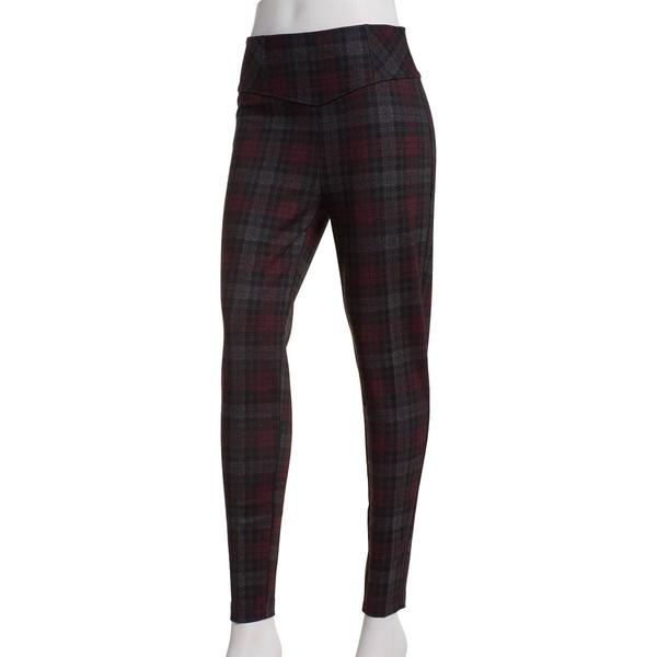 Womens Zac & Rachel Pull-On Plaid Skinny Leg Pants - Burgundy - image 