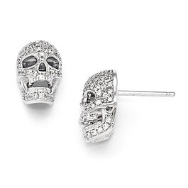 Sterling Silver & CZ Skull Earrings