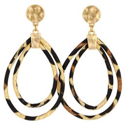 Ashley Cooper(tm) Double Open Leopard Cord Teardrop Earrings