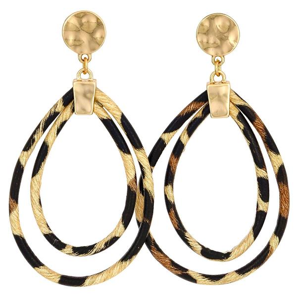 Ashley Cooper(tm) Double Open Leopard Cord Teardrop Earrings - image 