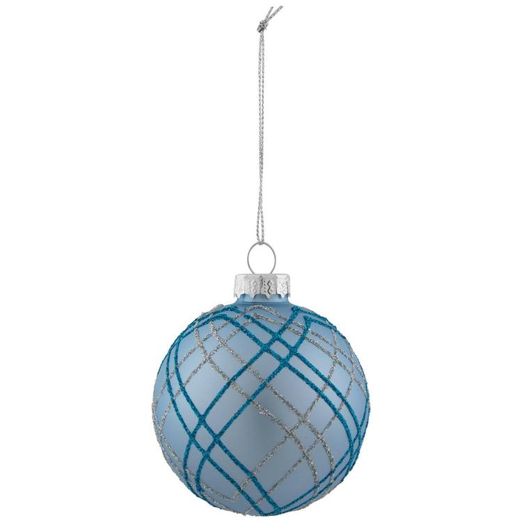 Northlight Seasonal 4pc. Silver Plaid Pattern Glass Ornament