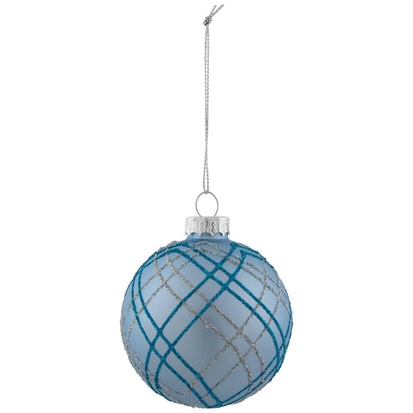 Northlight Seasonal 4pc. Silver Plaid Pattern Glass Ornament