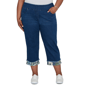 Plus Size Alfred Dunner Indigo Girls Floral Hem Pull On Jeans - image 1
