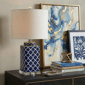HomeRoots 23in. Navy Blue & White Geometric Table Lamp - image 2