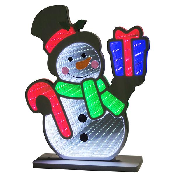 Snowman w/ top Hat Holding Gift and Candy Cane - image 