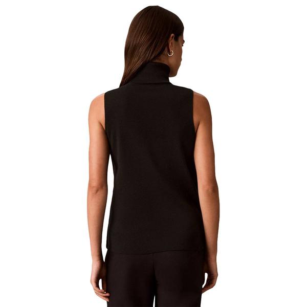 Womens Calvin Klein Sleeveless Turtleneck Draped Front Sweater