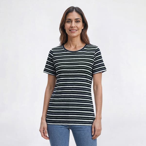 Womens Hasting & Smith Short Sleeve Stripe Round Neck Tee