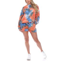 Womens White Mark Tie Dye Lounge Top And Shorts Set