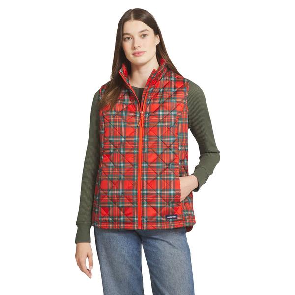 Womens LANDS END(R) Puffer Vest - Red/Black