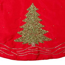 Kurt S. Adler 60in. Red Tree Skirt with Green Embroidered Trees
