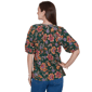 Womens Ruby Rd. Game of Luxe Elbow Sleeve Floral Vines Blouse - image 2
