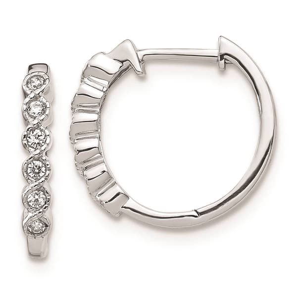 Pure Fire 14kt. White Gold 1/10ctw. Diamond Hinged Hoop Earrings - image 