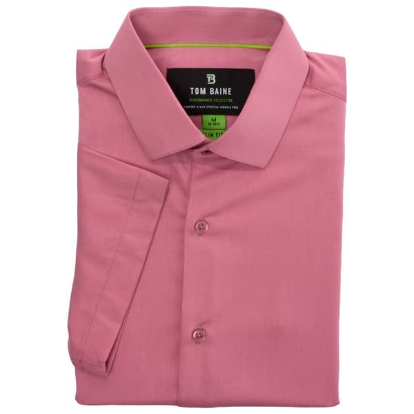 Mens Tom Baine Slim Fit Short Sleeve Textured Dress Shirt - Rose - image 
