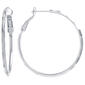 Fine Silver Plated 40mm Diamond Cut Hoop Earrings - image 1
