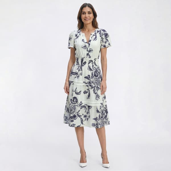 Womens Mlle Gabrielle Short Sleeve Floral Tier Pleat Maxi Dress - image 