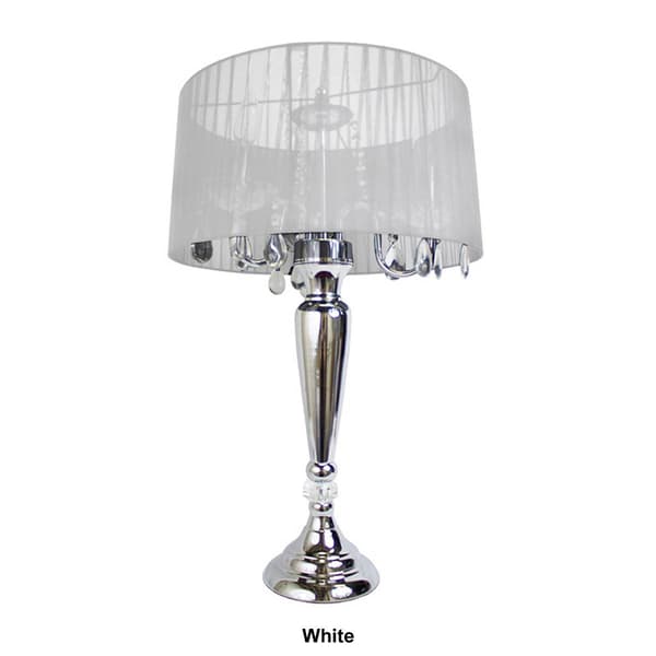 Elegant Designs Romantic Sheer Shade Hanging Crystals Table Lamp