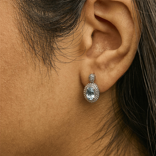 Haus of Brilliance Diamond Accent & Topaz Halo Drop Stud Earrings