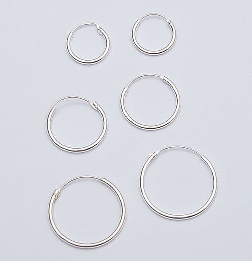 Marsala 3pr. Sterling Silver Hoop Earrings Set