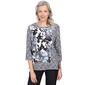Womens Alfred Dunner World Traveler Geo Floral Knit Crew Neck Top - image 1