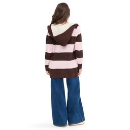 Juniors Madden Girl Sherpa Lined Hood Open Front Waffle Cardigan