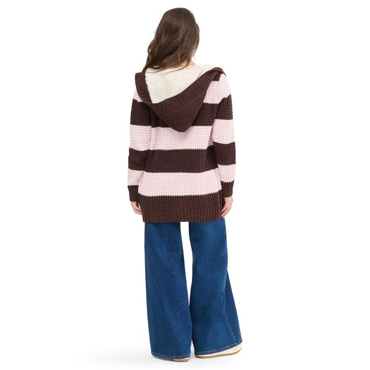 Juniors Madden Girl Sherpa Lined Hood Open Front Waffle Cardigan