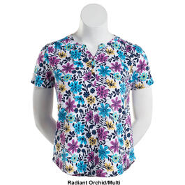 Petite Hasting & Smith Short Sleeve Floral Henley