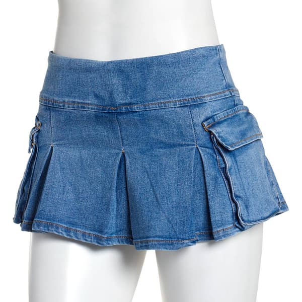 Juniors Almost Famous&#40;tm&#41; Davie Pleated Denim Cargo Skort - image 