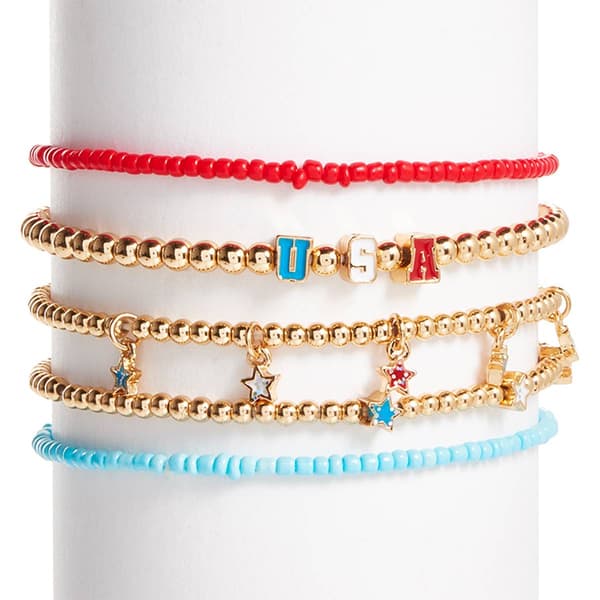 Kids Lil Ashley Gold-Tone Patriotic Stretch Bracelet Set - image 