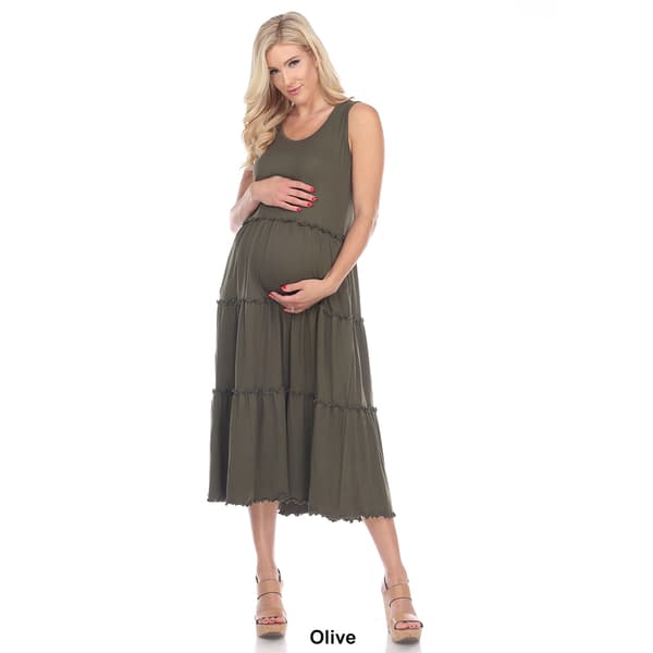 Plus Size White Mark Tiered Maternity Midi Dress