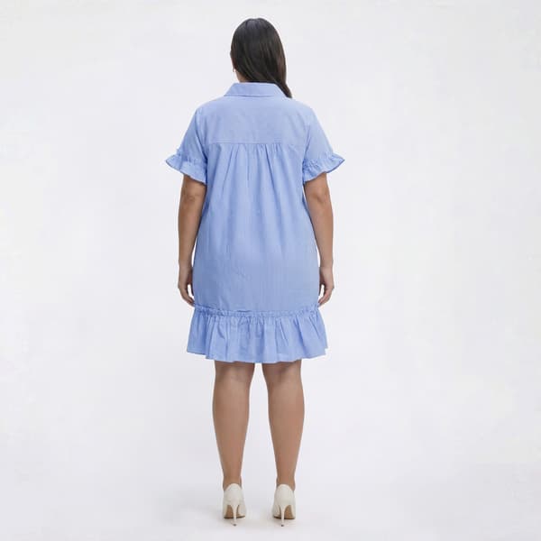 Plus Size Emily Daniels Short Sleeve Ruffle Stripe Shirtdress