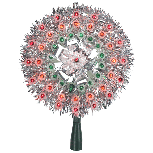 Northlight 8in. Pre-Lit Silver Starburst Christmas Tree Topper