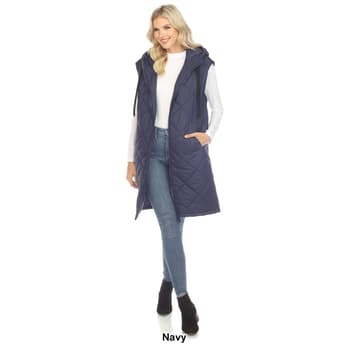 White Mark Women's Diamond Quilted Hooded Puffer Vest