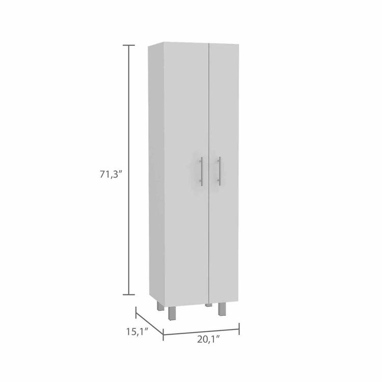 FM FURNITURE Norway White Broom Closet Pantry