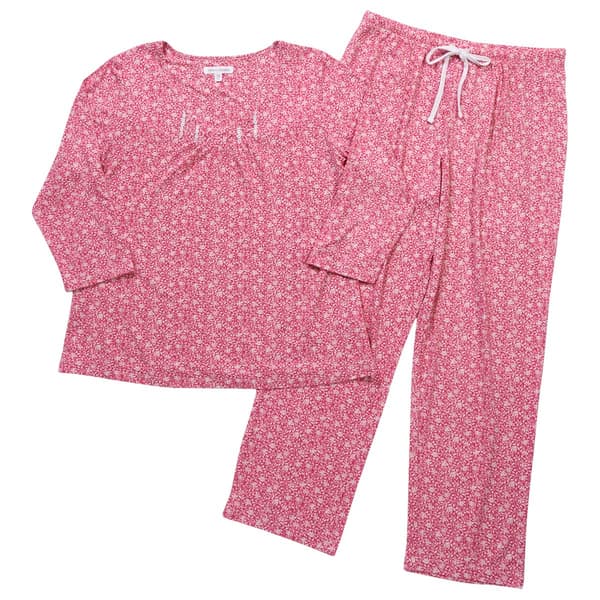 Womens Carole Hochman 3/4 Sleeve Floral V-Neck Pajama Set - Boscov's