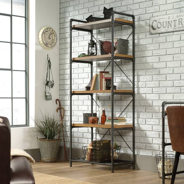 Sauder Iron City Collection Tall Bookcase