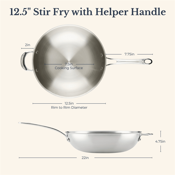 Anolon® EverLast Tri-Ply Clad 12.5in. Stir Fry with Helper Handle