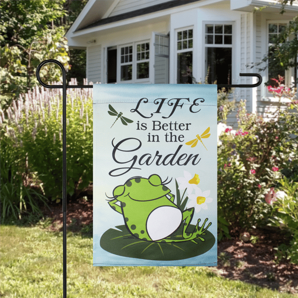 Northlight Life is Better in the Garden Frog Outdoor Garden Flag