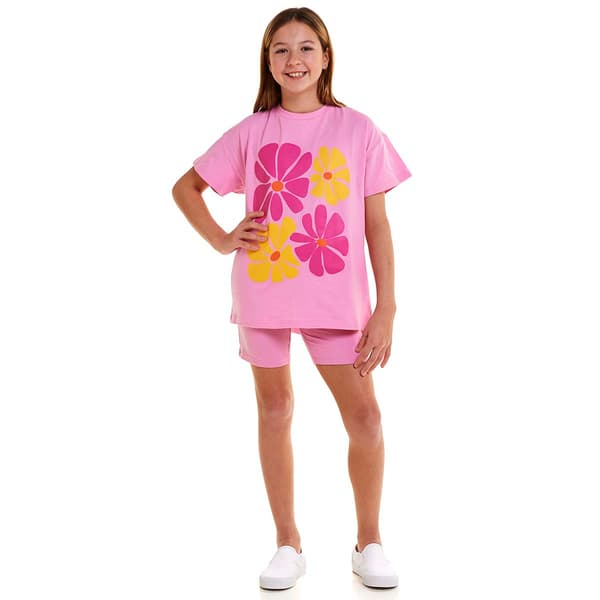 Girls &#40;7-16&#41; Jolie & Joy Short Sleeve Oversized Top & Bike Shorts