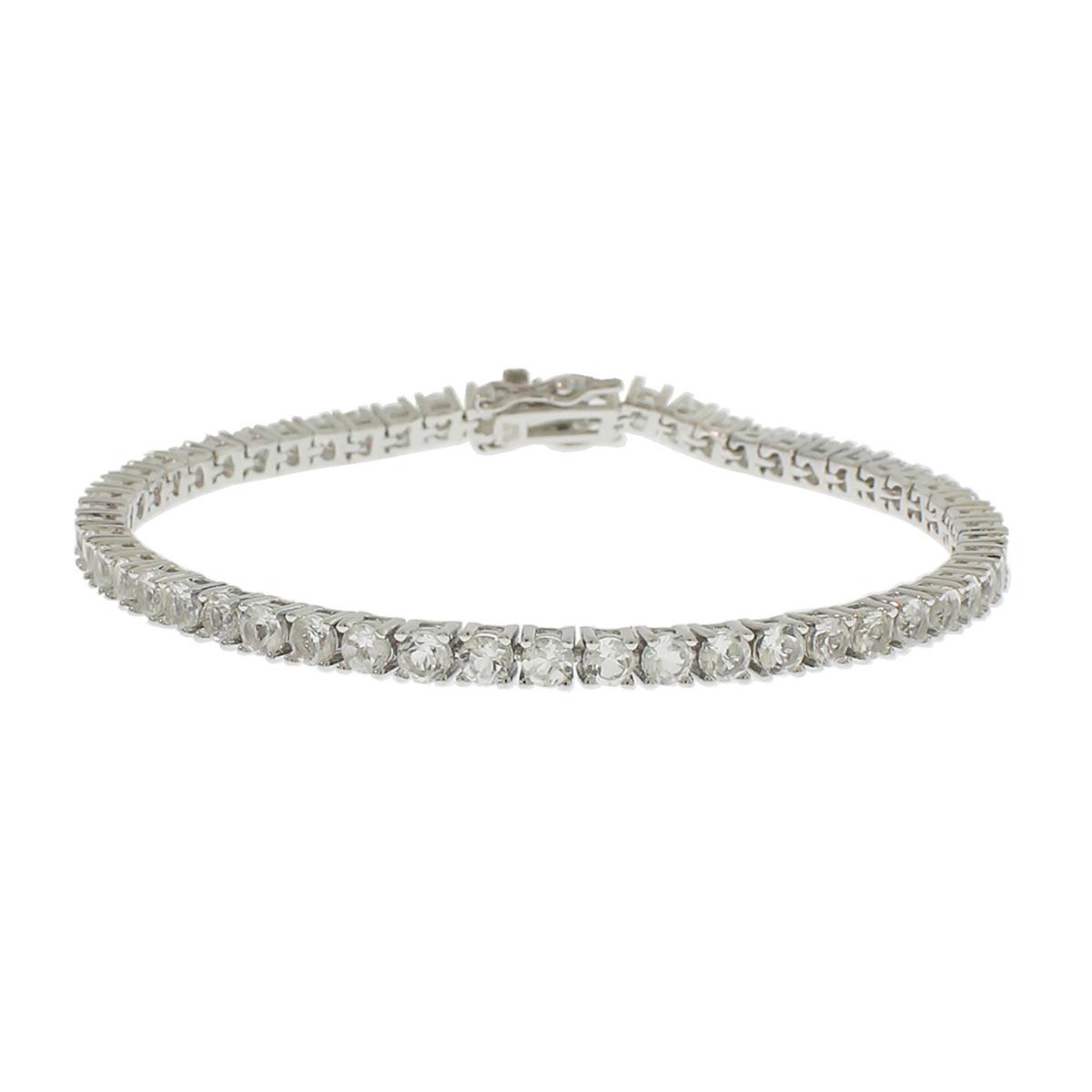 Gemstone Classics(tm) 3.00mm Round White Topaz Bracelet