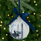 Northlight White & Blue Moose Glass Christmas Ball Ornament - image 1