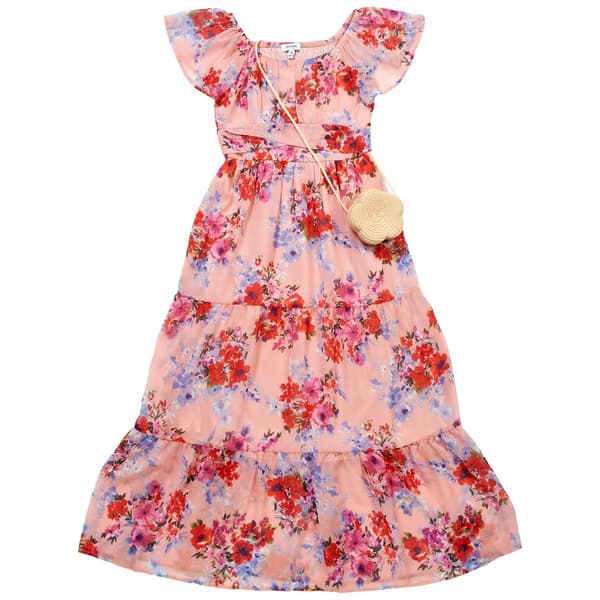 Girls (7-16) Speechless® Short Sleeve Floral Maxi Dress w/ Bag