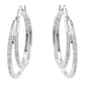 Marsala Silver Plated Double Row Crystal Hoop Earrings - image 1