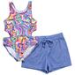 Girls &#40;7-12&#41; Bmagical Marble Cutout One Piece & Shorts Swim Set - image 2