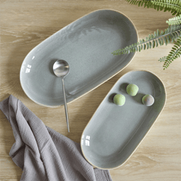 Sango Resona Moss/Cream Large Ceramic Serving Platters - Set of 2