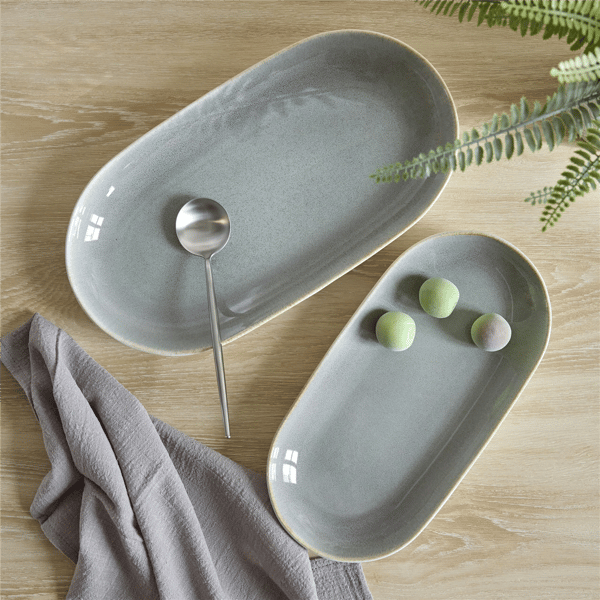 Sango Resona Moss/Cream Large Ceramic Serving Platters - Set of 2