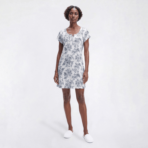 Womens Laura Ashley(R) Short Sleeve Floral Henley Nightshirt